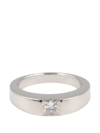 Pre-owned Cartier 2010s Tank Diamond Ring In Silver