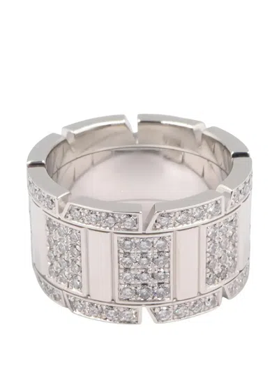 Pre-owned Cartier 2010s Tank Française Diamond Ring In Silver