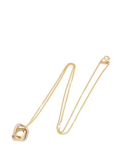Pre-owned Cartier 2010s Trinity Cushion Diamond Necklace In Gold