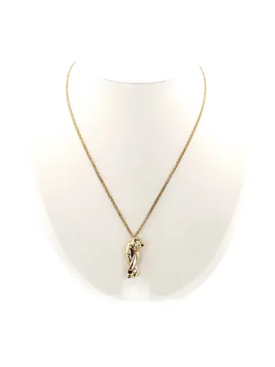 Pre-owned Cartier 2010s Yellow Gold Panthère Onyx And Tsavorite Necklace