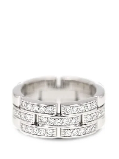 Pre-owned Cartier 2020s Maillon Panthère Diamond Ring In Silver