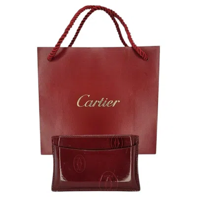 Pre-owned Cartier 20th Century Burgundy Patent Leather Birthday Card Holder In Red