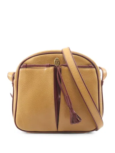 Pre-owned Cartier 20th Century Leather Must De  Crossbody Bag In Brown
