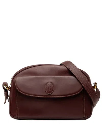 Pre-owned Cartier 20th Century Leather Must De  Crossbody Bag In Red