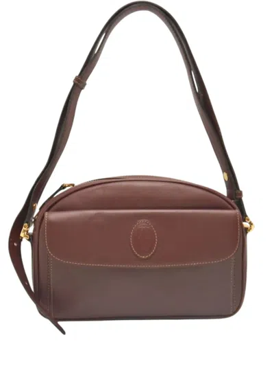 Pre-owned Cartier 20th Century Leather Must De  Crossbody Bag In Red