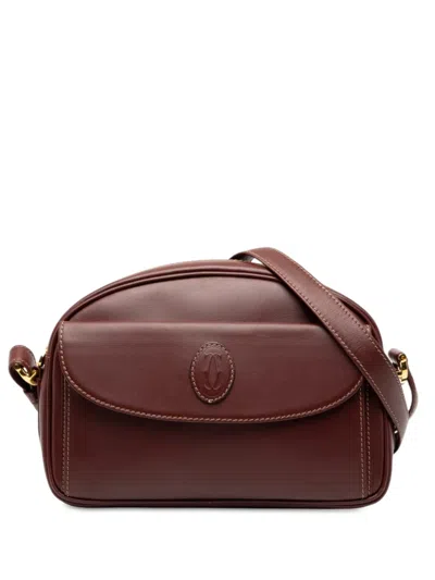 Pre-owned Cartier 20th Century Leather Must De  Crossbody Bag In Red