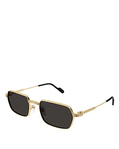 Cartier 24 Carat Gold Plated Rectangular Sunglasses, 56mm In Gold/gray Solid