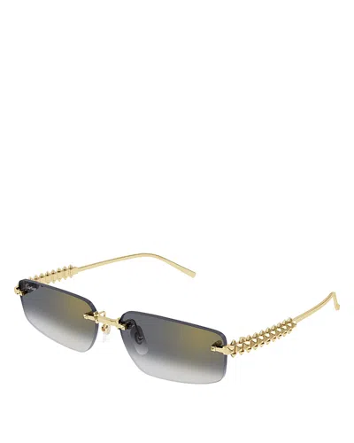 Cartier 24k Gold Plated Rimless Rectangular Sunglasses, 58mm
