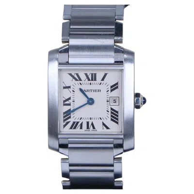 Pre-owned Cartier 25072 Ladies  Tank Francaise Stainless Steel 25mm Midsize Watch 2465 In Multiple