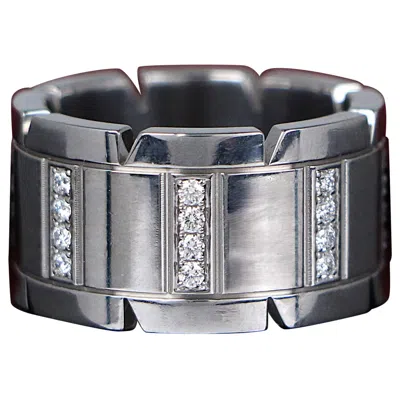 Pre-owned Cartier 26826  Tank Francaise 18k White Gold Diamond 11mm Wide Ring Band #51 5.75