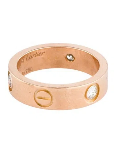 Pre-owned Cartier 3 Diamond Love Ring, Classic Model In Multi