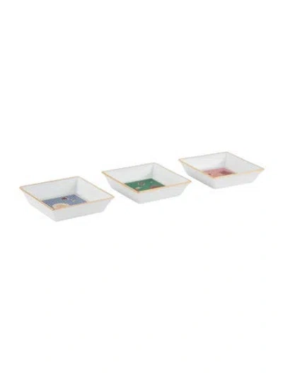 Pre-owned Cartier 3-piece Diabolo Mini Trinket Trays In White