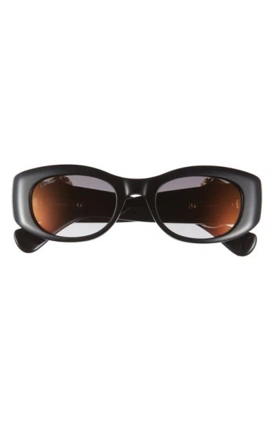 Cartier 51mm Polarized Cat Eye Sunglasses In Black