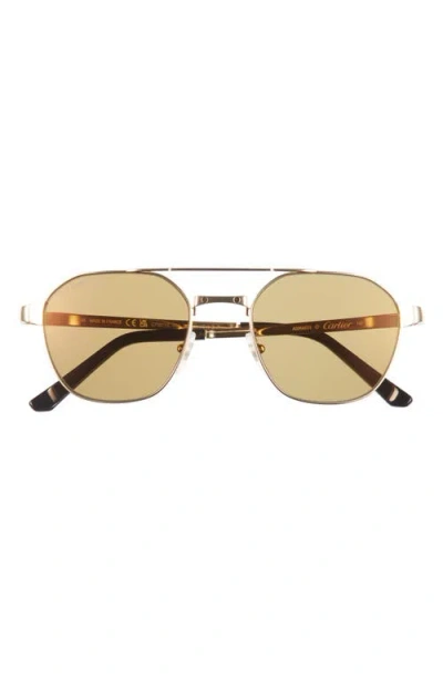Cartier 52mm Polarized Pilot Sunglasses In Brown