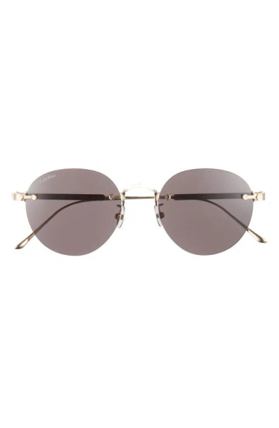 Cartier 52mm Round Sunglasses In Gold