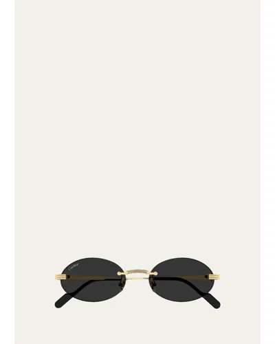 Cartier 53mm Oval Sunglasses In White