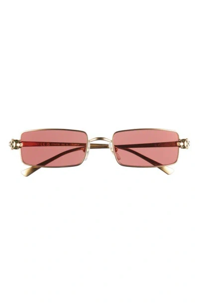 Cartier 54mm Polarized Rectangular Sunglasses In Gold