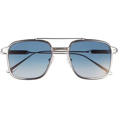 Cartier 54mm Rectangular Gradient Sunglasses In Blue