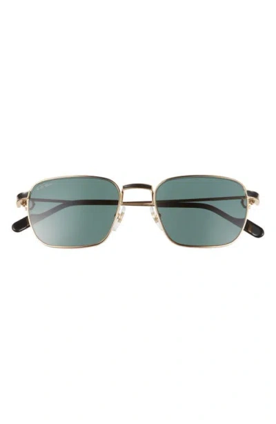 Cartier 54mm Rectangular Sunglasses In Gold
