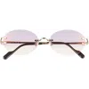 Cartier 55mm Gradient Rimless Oval Sunglasses In Brown