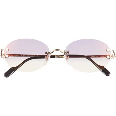 Cartier 55mm Gradient Rimless Oval Sunglasses In Brown