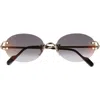Cartier 55mm Gradient Rimless Oval Sunglasses In Gold