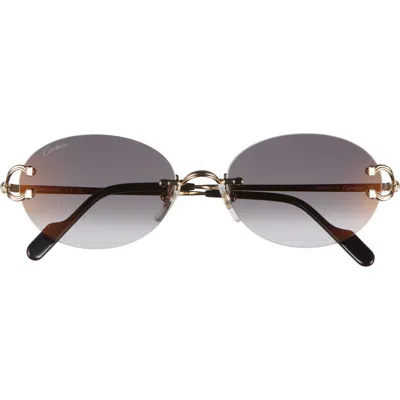 Cartier 55mm Gradient Rimless Oval Sunglasses In Gold