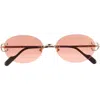 Cartier 55mm Gradient Rimless Oval Sunglasses In Pink
