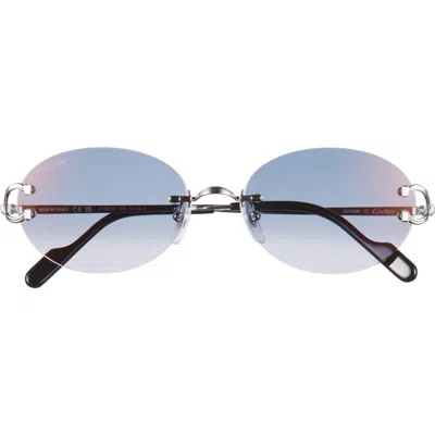 Cartier 55mm Gradient Rimless Oval Sunglasses In Silver