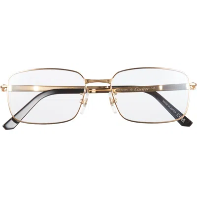 Cartier 55mm Rectangular Optical Glasses In Gold