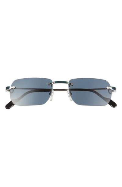 Cartier 55mm Rimless Oval Sunglasses In 010 Smooth Platinum Finish