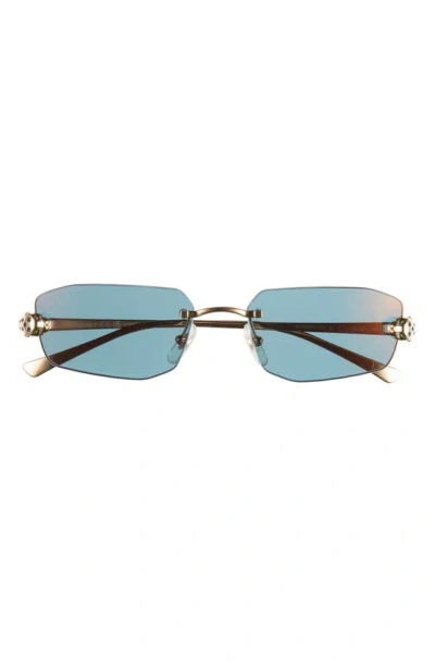 Cartier 56mm Geometric Sunglasses In Gold Blue 2