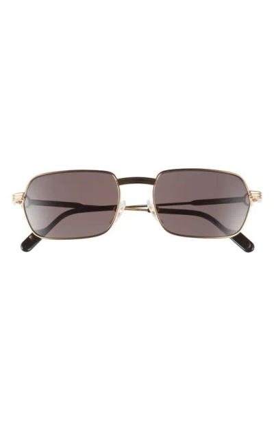 Cartier 56mm Polarized Square Sunglasses In Gold
