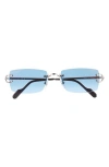 Cartier 56mm Rimless Rectangular Sunglasses In Blue