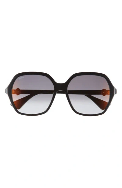Cartier 57mm Square Sunglasses In Black