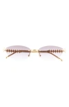 Cartier 58mm Gradient Rimless Oval Sunglasses In Gold