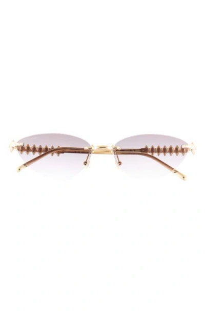 Cartier 58mm Gradient Rimless Oval Sunglasses In Gold