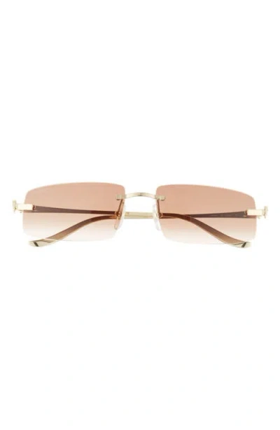 Cartier 58mm Rectangular Sunglasses In Gold