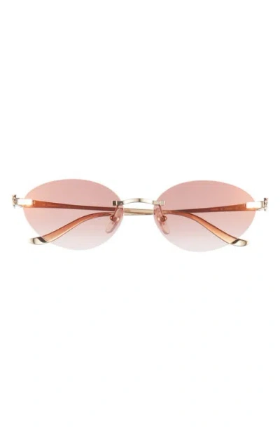 Cartier 58mm Rimless Oval Sunglasses In Gold