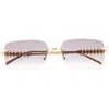 Cartier 58mm Rimless Rectangular Sunglasses In Gold/grey