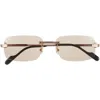 Cartier 59mm Rimless Rectangular Sunglasses In Neutral