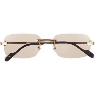 Cartier 59mm Rimless Rectangular Sunglasses In Neutral