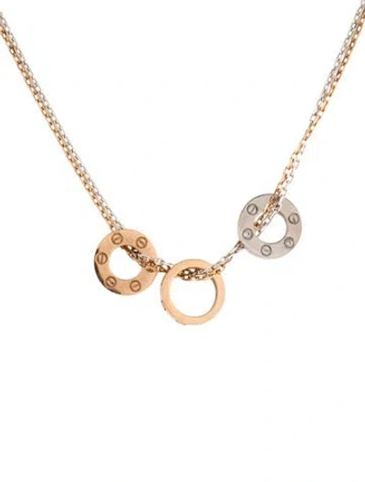 Pre-owned Cartier 6 Diamond Love Pendant Necklace, 16" In Multi