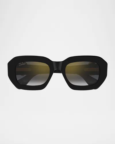 Cartier Acetate Rectangle Sunglasses In Brown