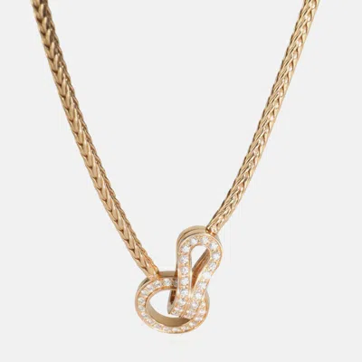 Pre-owned Cartier Agrafe 18k Rose Gold And Diamond Necklace