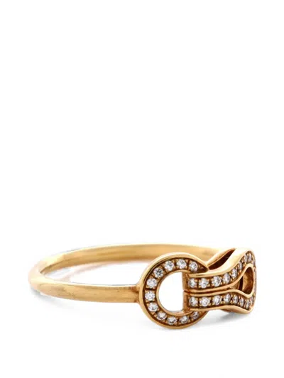 Pre-owned Cartier Agrafe Vine 18k Yellow Gold With Diamonds Small Ring