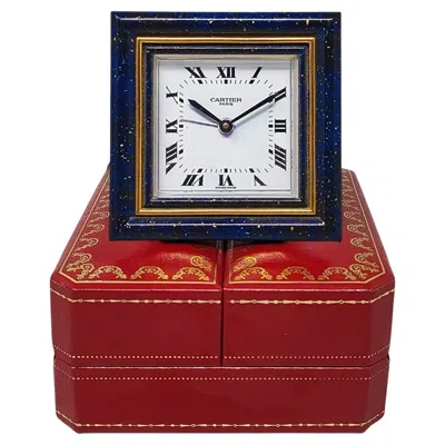 Pre-owned Cartier Alarm Clock, Lapis Lazuli & Gold, Mid-century Modern, Swiss In Brown