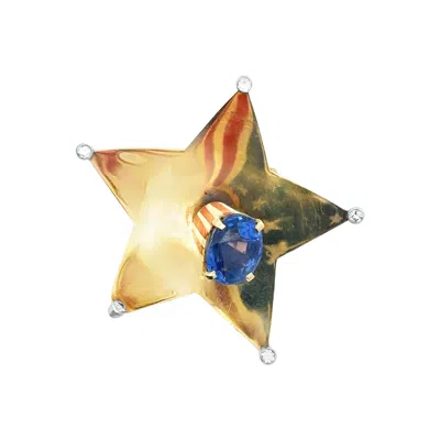 Pre-owned Cartier American Flag Sapphire Brooch In Blue
