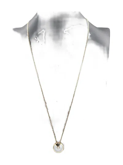 Pre-owned Cartier Amulette Mother Of Pearl And Diamond Necklace In Gold