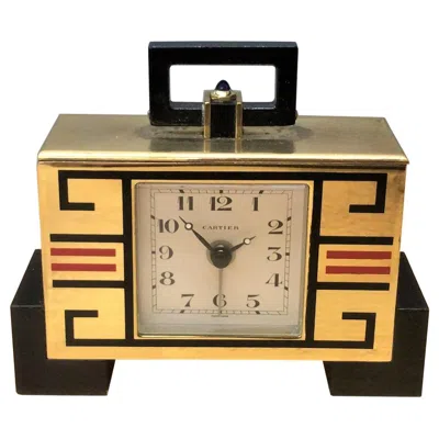Pre-owned Cartier Art Deco 'cubist' Travel Clock By  In Sand